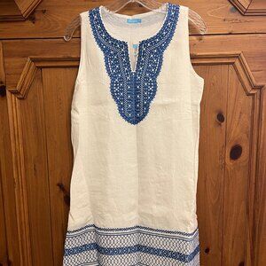 J. McLaughlin Augustine Sleeveless Embroidered Linen Tunic Dress Size Small NWT